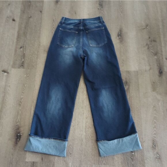 Halara Flex High Waisted Multiple Pockets Rolled Hem Wide Leg Jeans Small Tall - Picture 5 of 9